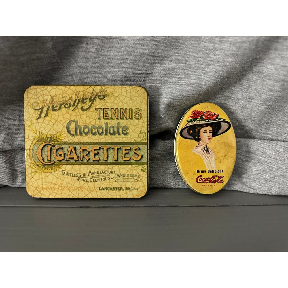 Vintage Brand Name Tins Lot of 2 (Hershey's - Coca Cola)